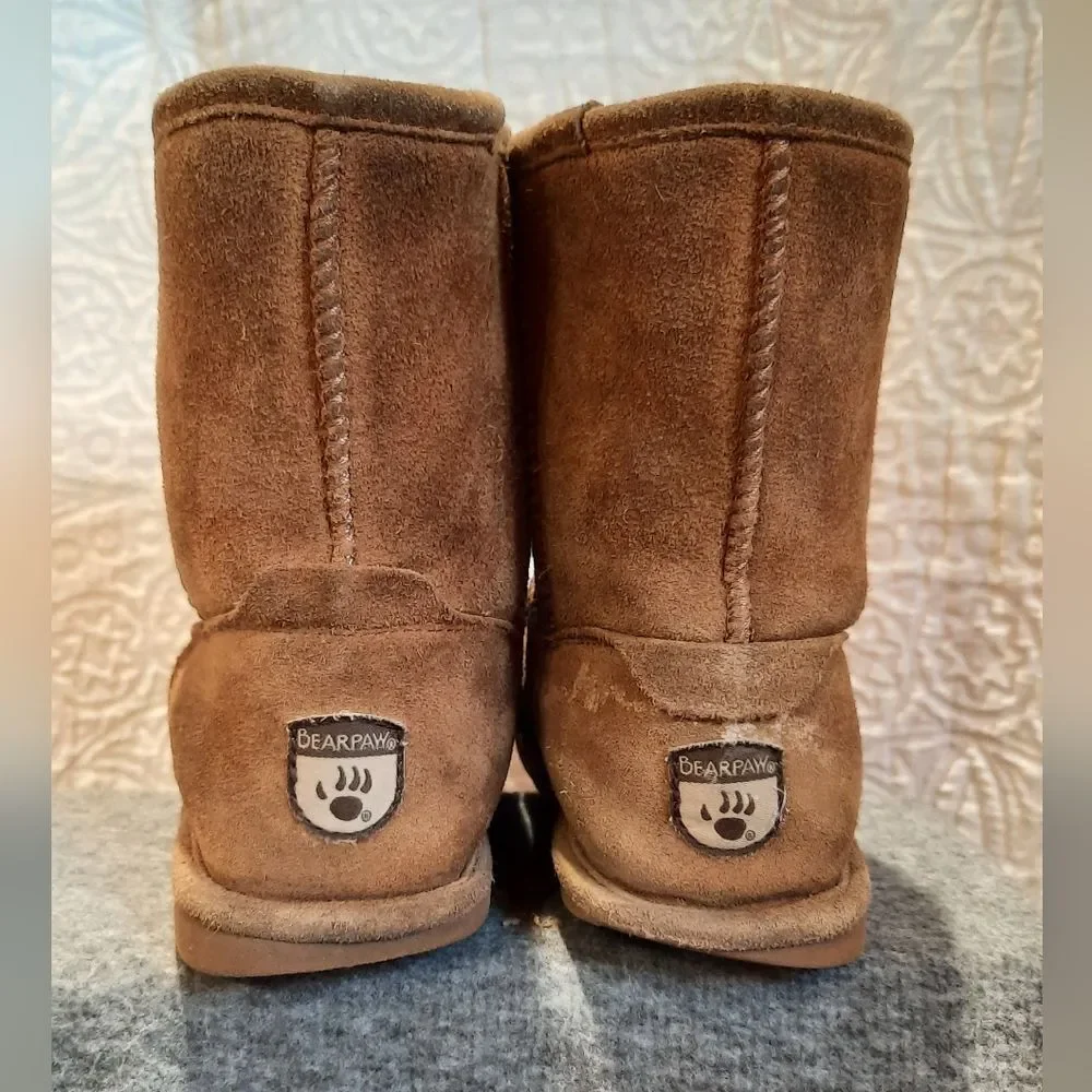 Bearpaw Elle Youth Boots 4 Brown Suede Wool Outdoor Winter Comfort Classic